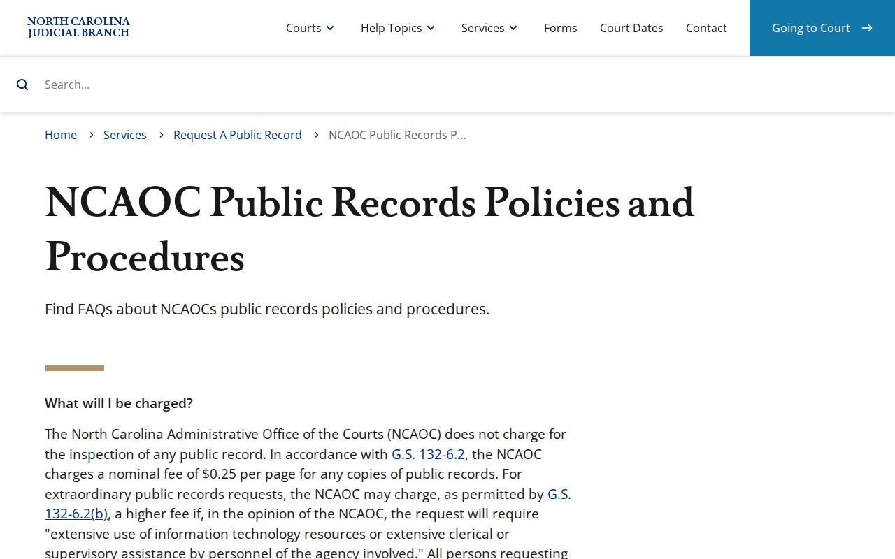 Charlotte court record and public records policy source for docket access