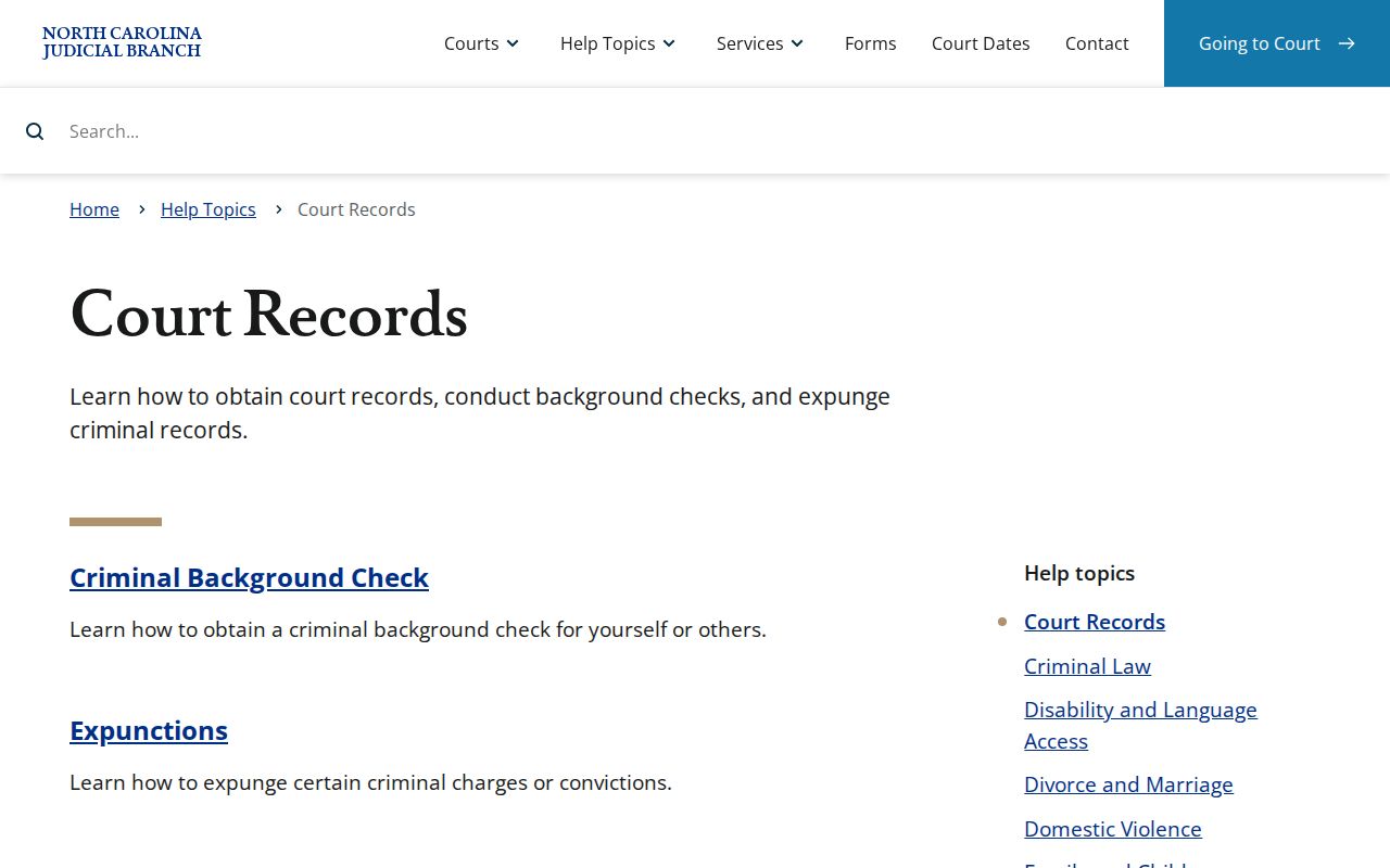 Mecklenburg court records information from the North Carolina Judicial Branch