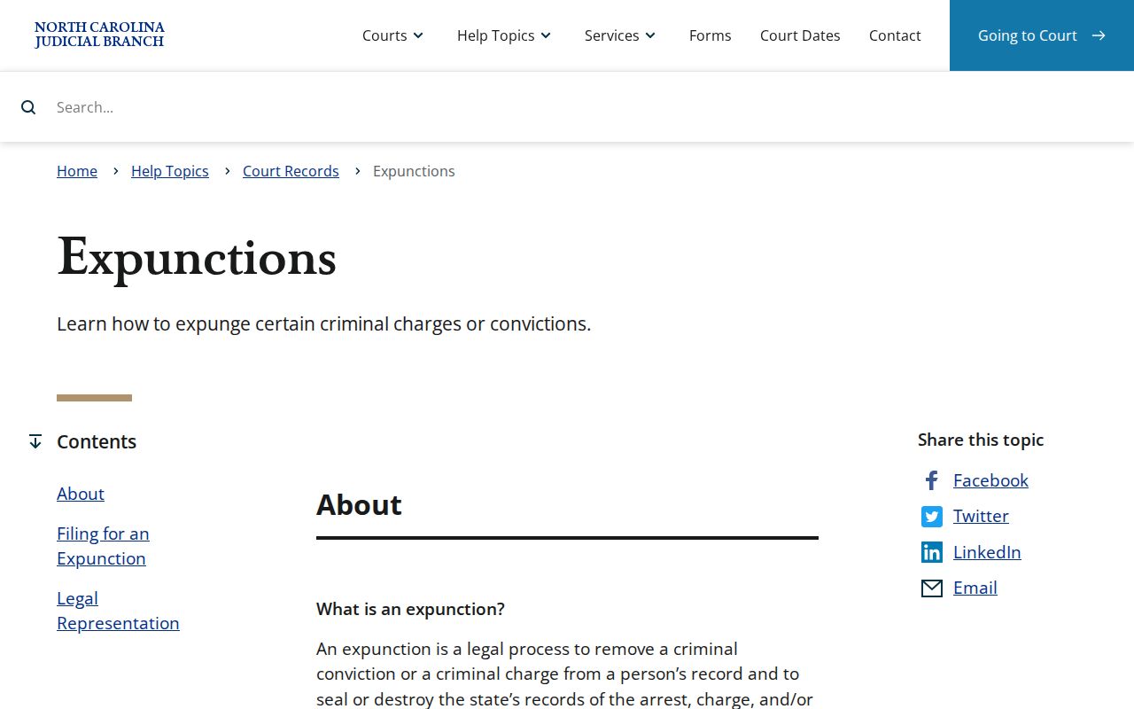 Mecklenburg criminal docket expunction and restricted records guidance