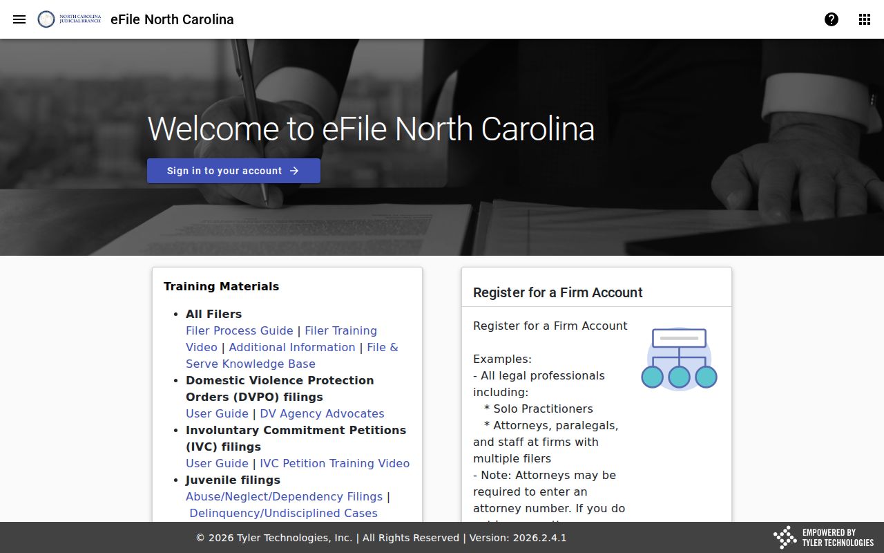 Mecklenburg County court docket File and Serve eFiling service