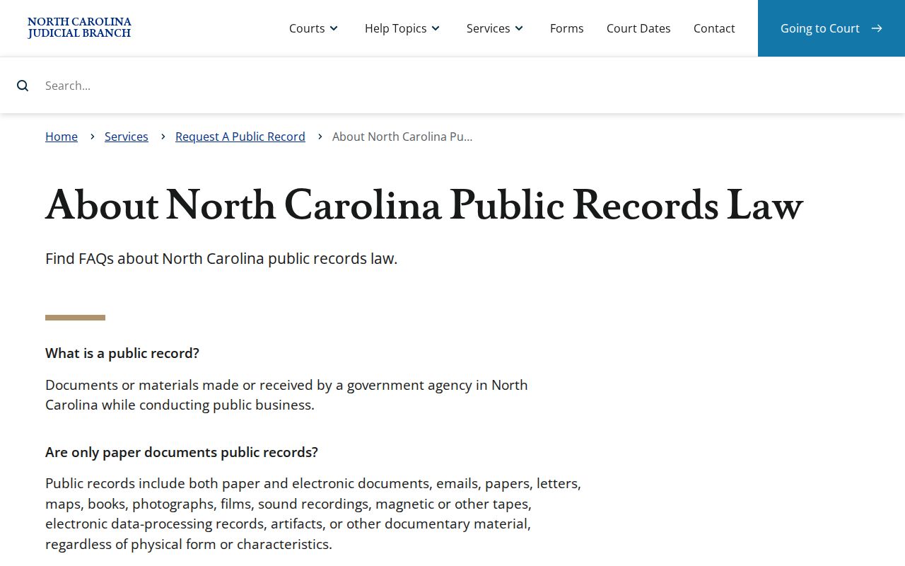 Mecklenburg County court docket public records law information