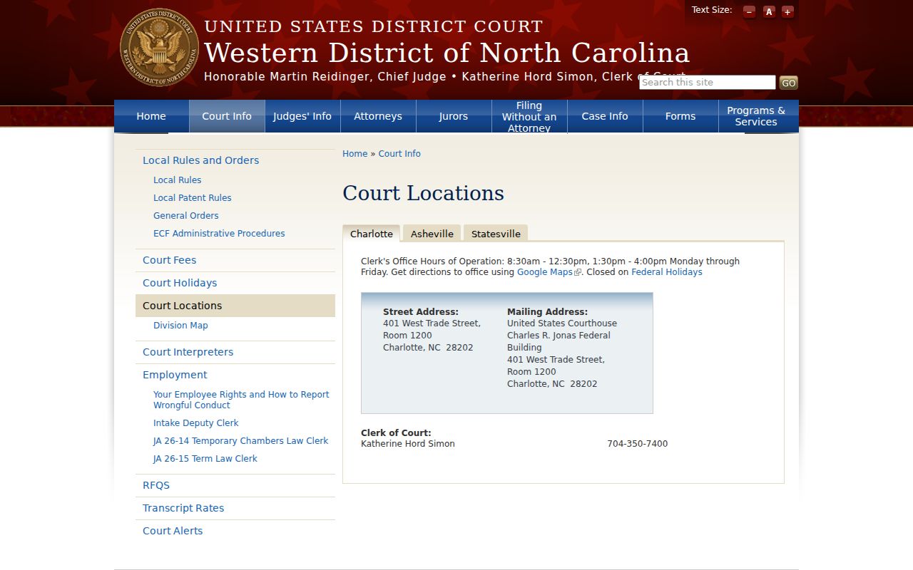 Mint Hill court docket federal court boundary